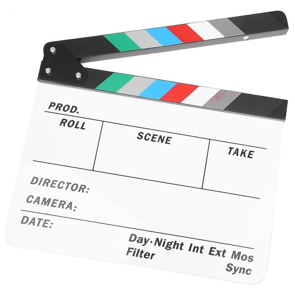 Generisk akryl Fargerike Clapperboard Tv Film Film Slate Cut Rollespill Prop