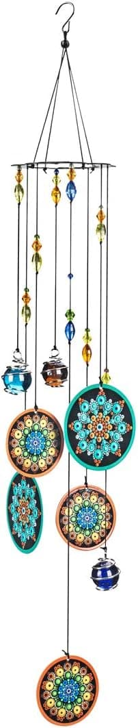 Mandala Wind Chimes Outdoor with Melodic Deep Tone, Chakra Crystal