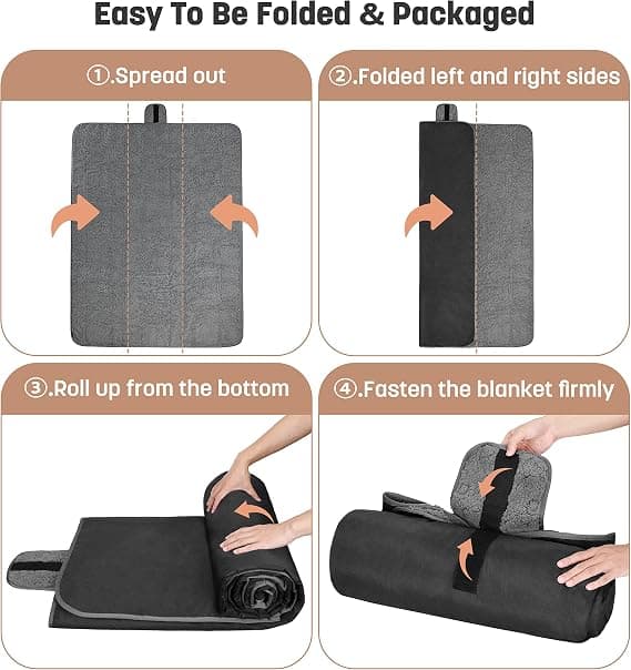 Waterproof Outdoor Blanket with Sherpa Lining, Windproof Triple Layer Warm Comfortable Foldable for Camping Stadium, Beach, Picnic, Grass, 150*200cm