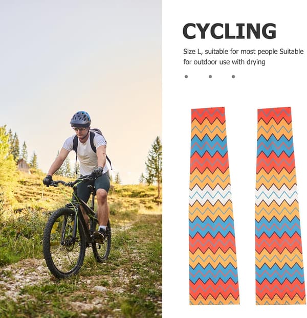 1 Pair XL Orange Wave Pattern Cooling UV Sun Protection Sports Compression Arm Sleeves
