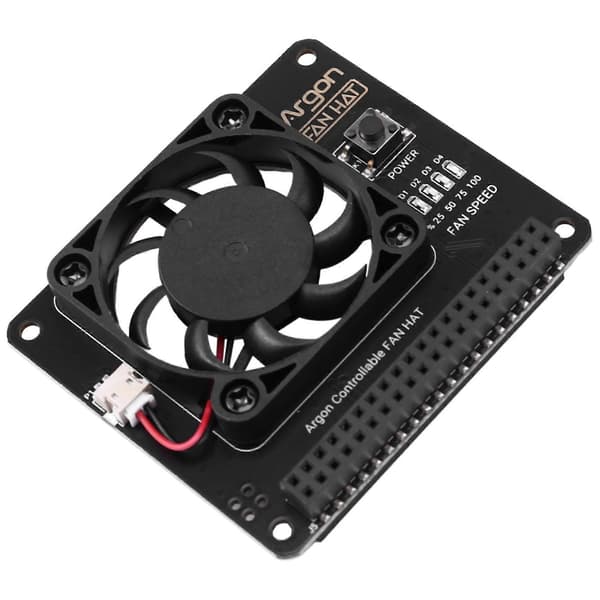 Argon Vifte HAT for Raspberry Pi 4/3 Kjølevifte med programvarejusterbar hastighet / 40 mm stor vifte for Ra