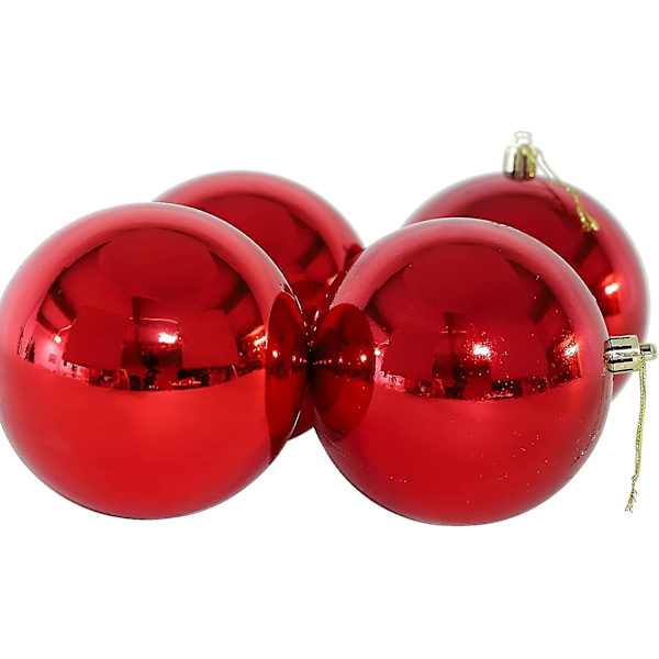 Färgade Julgranskulor - Julgransdekorationer (6 st, Röd)