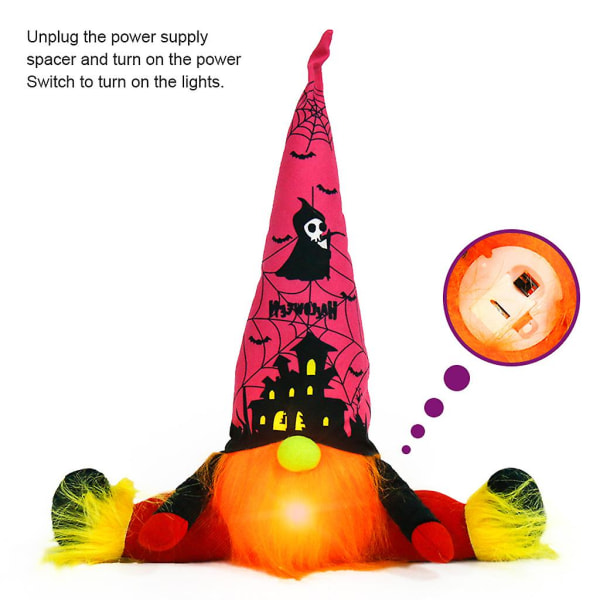 Sittende Gnome Dukke Ornament Halloween-lys Søt tegneserie-alve Hjemmeinnredning Halloween-feiring Borddekorasjon Festrekvisita Type A