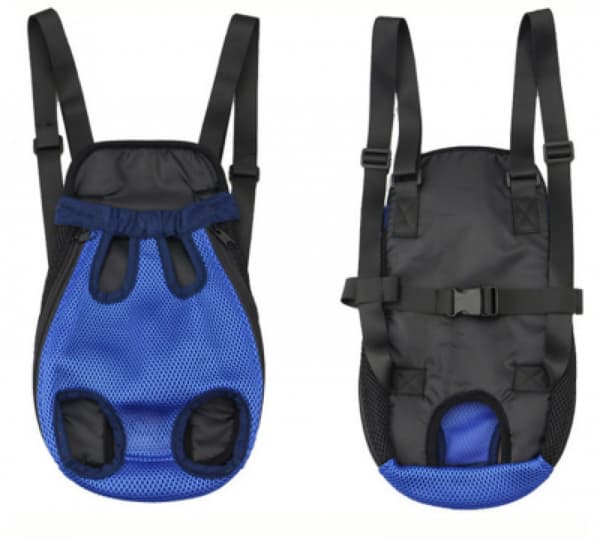 (Blue M) Stylish and durable five-hole dog backpack mesh chest Ha