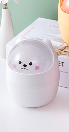 White and Transparent Lid, Cute Mini Desktop Trash Can