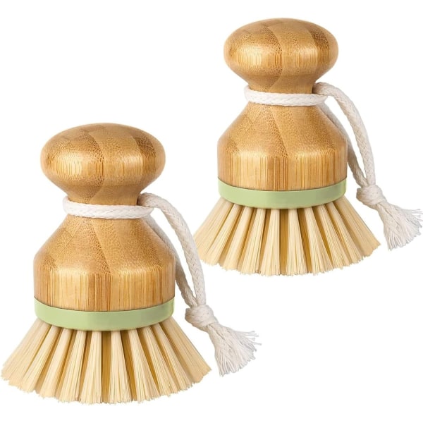 Bambus opvaskebørste Skrub træbørste - Bambus opvaskebørste, børste til opvask, palmebørste opvaskemaskine Velegnet til opvask (grøn)