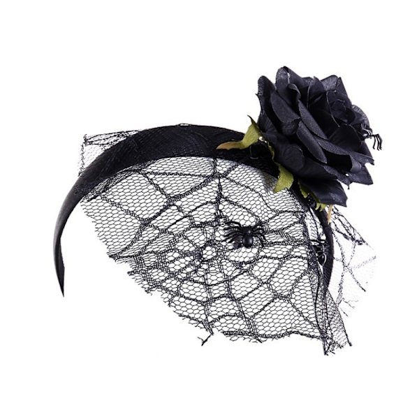 Halloween Hårbånd med Sort Rød/Sort Blomst Edderkoppevæv Hårtilbehør til Kvinder Bold Fest Hårbånd 1 Stk