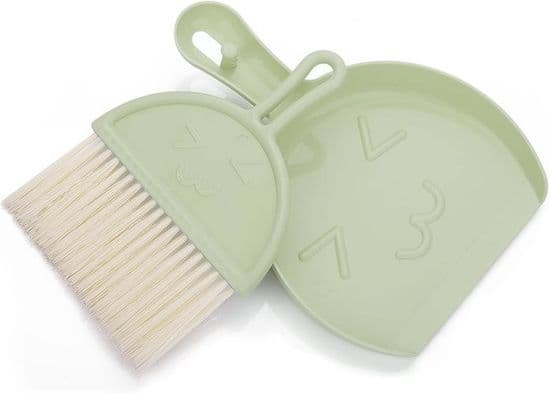 Mini Dustpan and Brush Set, Portable Tabletop Brush Set, Cleaning Tool with Soft Bristles (Green)