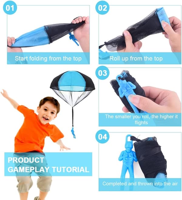 Parachute Toy, Hand Throwing Parachute Toy Set, Multicolor Parachute