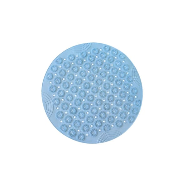 Rund form sklisikre dusjmatter Muggbestandige badekarmatter med sugekopper, teksturert PVC-badematte med avløpshull（blå）