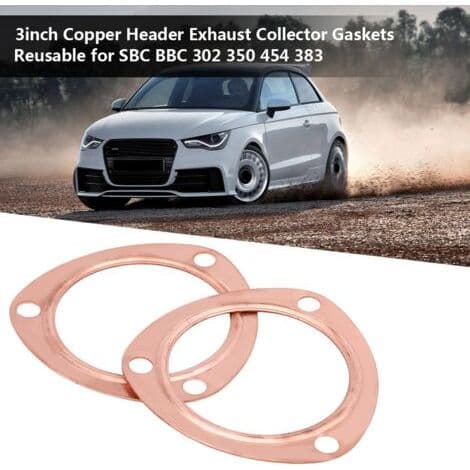 Reusable 3-inch Square Exhaust Manifold Gaskets (2 Pieces), for BBC 302 SBC