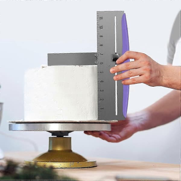 Cake Scraper, 12 Inch Stainless Steel Cake Smoother, Adjustable Cake Bench Scraper, Cake Icing Smoother