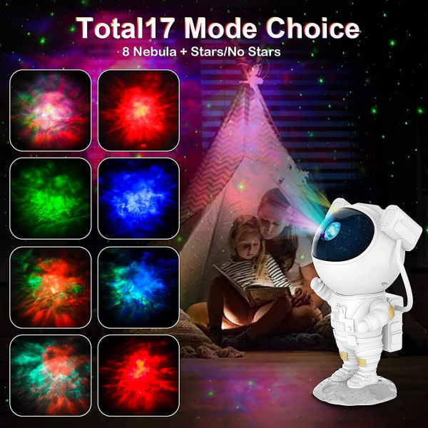 Astronaut Galaxy Projektor Stjernehimmel Natlys Astronaut Stjerneprojektor Med Nebula Timer Og Fjernbetjening, Stjernelys Til Soveværelsesloft