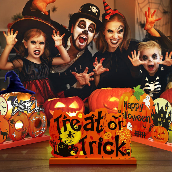 Matbord Dekoration Halloween Party Dekoration Godis eller Busskylt Halloween Bordskylt Glad Halloween Skylt