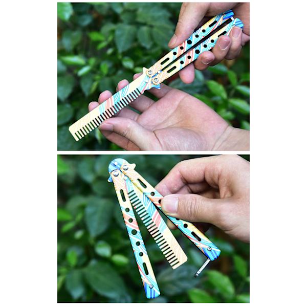 Fällbar Böjd Rostfritt Stål Flip Trick Övningsverktyg Kam Stil (regnbåge)