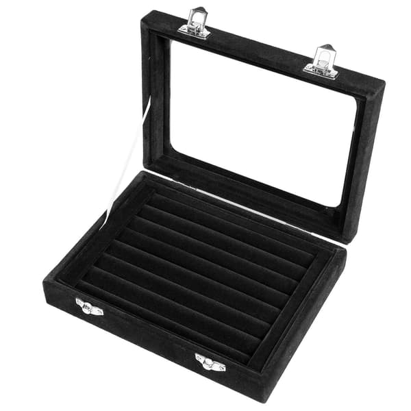 7-spors fløjl glas ring øreringe smykker display organizer bakke boks