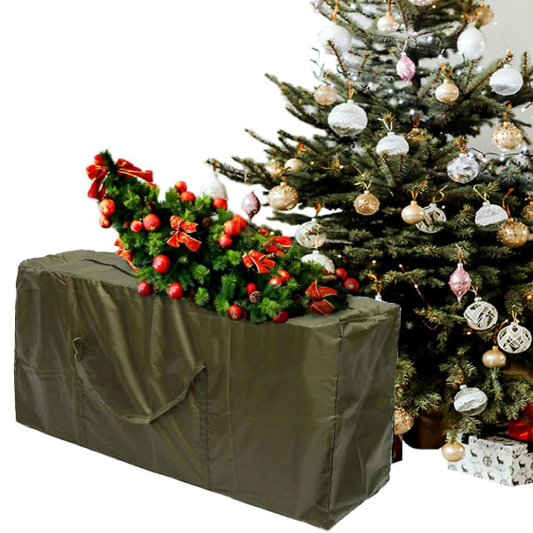 Kraftig opbevaringsbeholder med forstærket håndtag for at beskytte dit juletræ