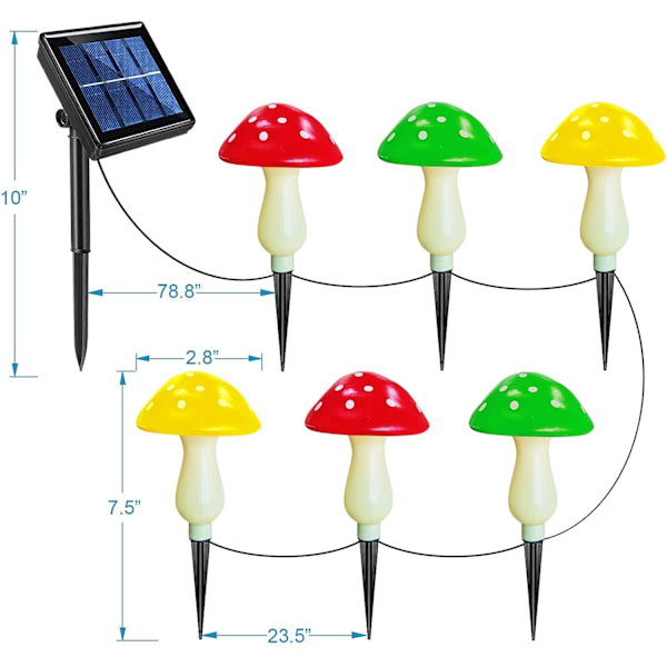 Oppgraderte Solcelledrevne Hage-Sopplys Utenfor (6 Sopplamper), 8 Moduser Vanntette Solcelledrevne Hagejulelys