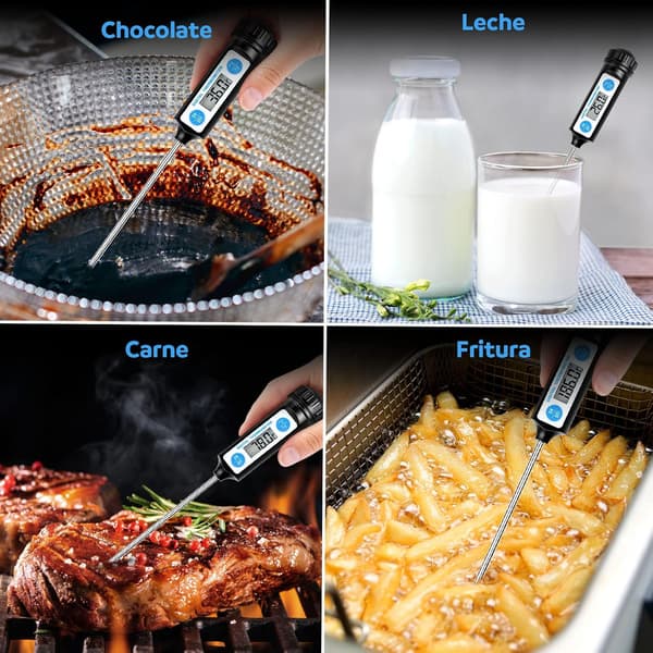 Cooking Thermometer, Kitchen Thermometers Digital Thermometer with Long Probe and LCD Display - blue