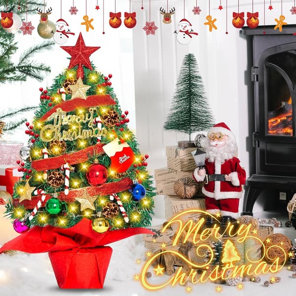 55 cm Mini Artificial Christmas Tree, Small Desk Tree, Tabletop Decorations for Home and Holidays