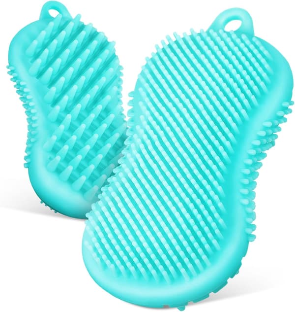 2 st silikonkroppsborste exfolierande badskrubb dubbelsidiga mjuka borst