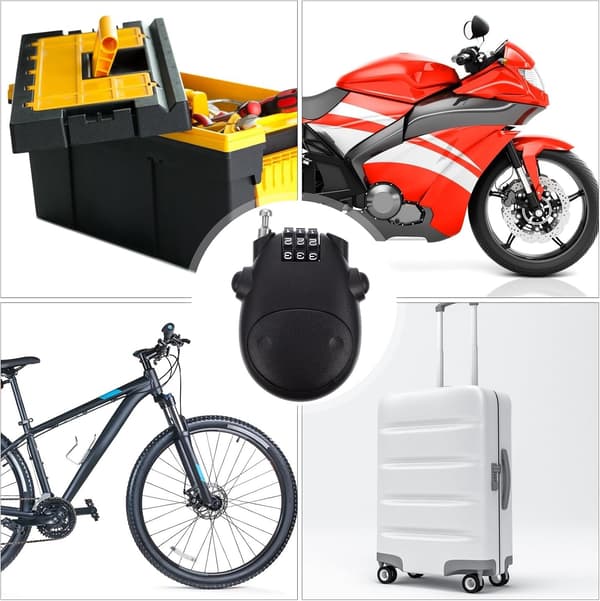 Helmet Lock Bicycle Password Lock Retractable Steel Cable Anti-theft Resettable Combination Practical Security