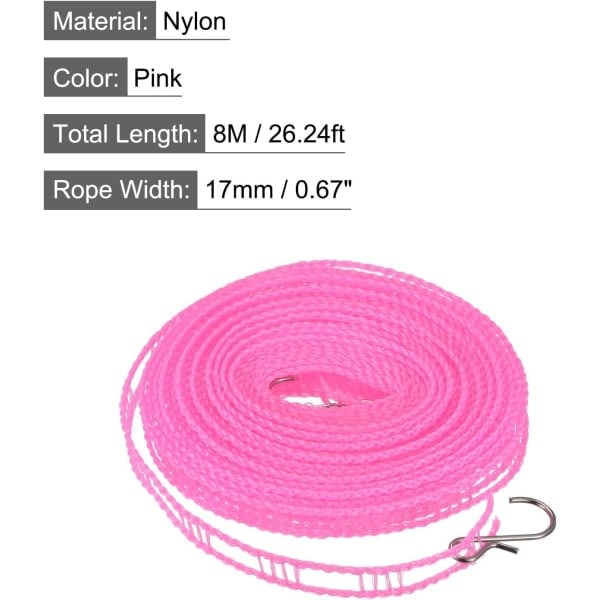 Bärbar klädstreck, 8 meter nylon, vindtät och halkfri