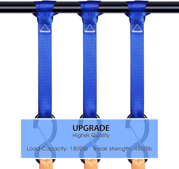 Soft Tie-Down Straps (8-Pack) 816 kg Load Capacity, 2177 kg Break Strength, Heavy-Duty Tie-Downs for Securing ATV UTV Motorcycles Scooters
