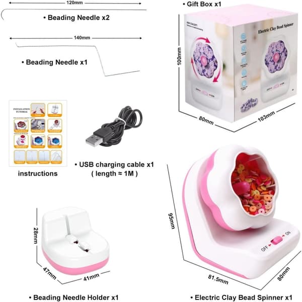 Electric Bead Spinner, Automatic Bead Threader for DIY Jewelry Making, Fast Beading Tool for Clay Beads and Seed Beads