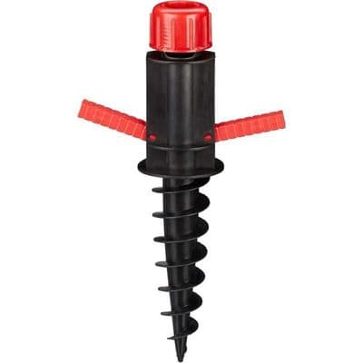 Black base, parasol holder, screw support, ground sleeve, diameter 19-32 mm, camping, beach, red