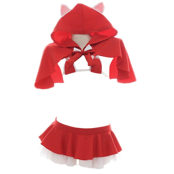 Red Christmas Xmas Costume Anime Cosplay Sexy Undertøy Bunny Ears Hettegenser Cape
