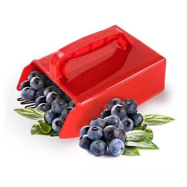Bärplockare med metallkam, blåbärsplockare i plast med ergonomiskt handtag, plockning (röd)