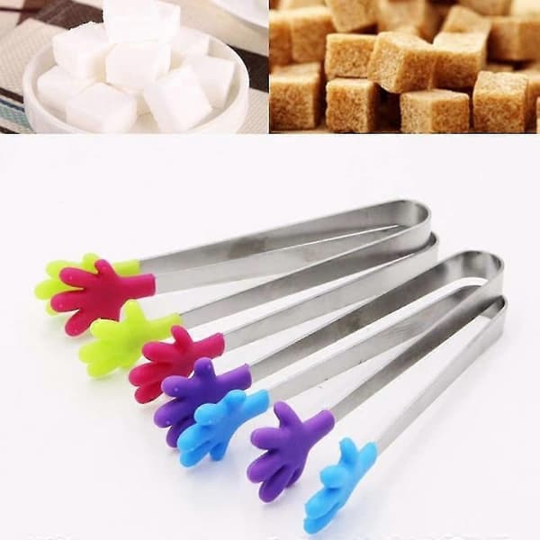 6-pack Mini Hand-shaped Silicone Tongs for Sugar, Ice Cubes, Candy, Coffee