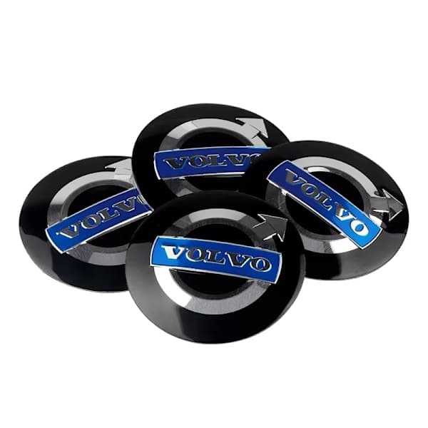 4-pak Volvo centerkapsler - hjulemblem 56 mm Sort, Sølv, Blå Sort, Sølv, Blå Svart, Silver, Blå