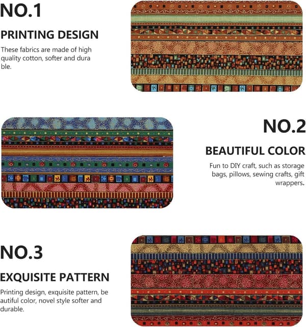 Decorative Ethnic Style Fabric DIY Patchwork Fabric Set for Sewing and Crafts