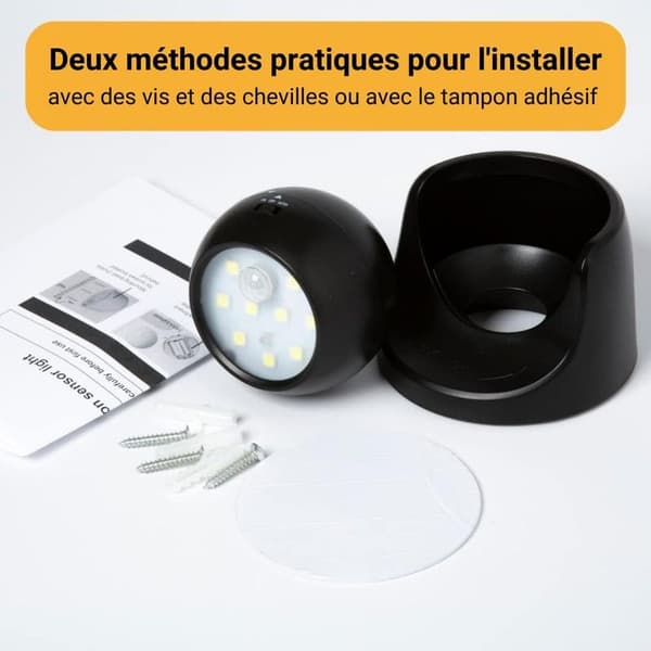 Wireless LED Spotlight with Motion Detector – 150 Lumens – Removable Sphere – 360° Rotating Head – 120° Detection Angle – Distance up to 3m