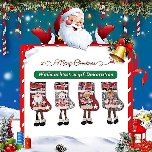 Juldekoration Julstrumpa 4-pack Julstrumpa Julstövlar