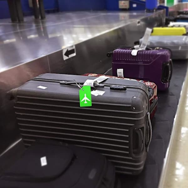 Silikonebagagemærker med navneskilt er perfekte til hurtigt at finde ejerens bagage (grøn 2-pak)