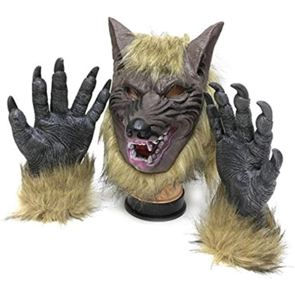 Bad Wolf with Claw Gloves Mask - Perfect for Carnival, Halloween and Carnival - Adult Costume - Latex, Unisex One Size