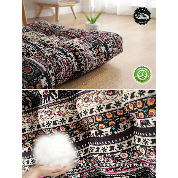 Boho Firkantede Gulvpuder Sædehynder 56 x 56 cm, Blød Bomuld Linned Boheme Yoga Mandala Meditationspuf Tatami Gulvpude