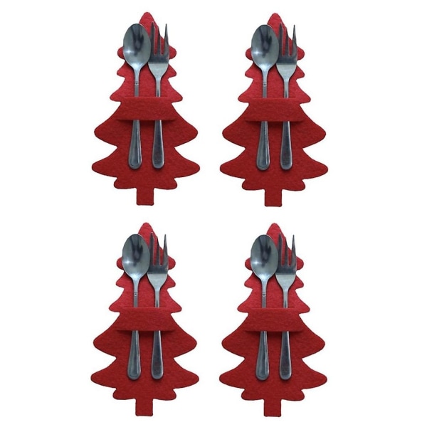 4 stykke redskabsholder juletræ snefnug bestikholder Rød