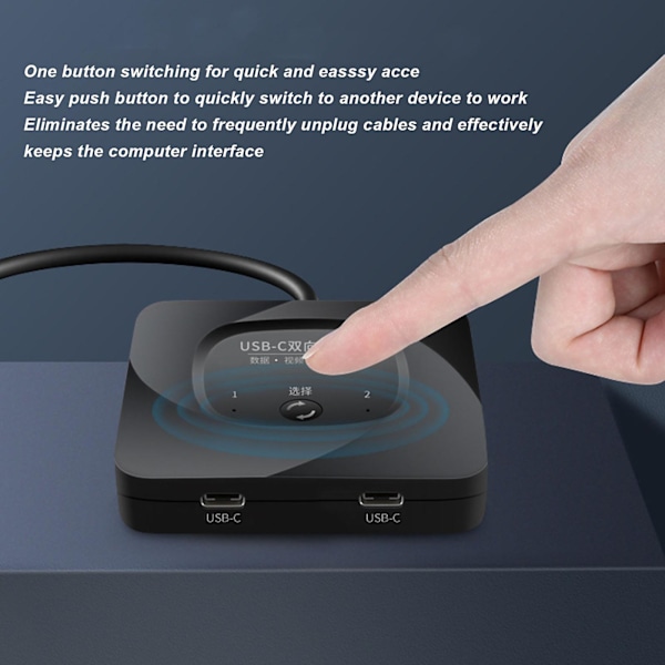 USB C Switch 2 in 1 Utgång Plug and Play 8K 60Hz HD Typ C Bi-Direction Switch Splitter med Strömindikator för Datorer