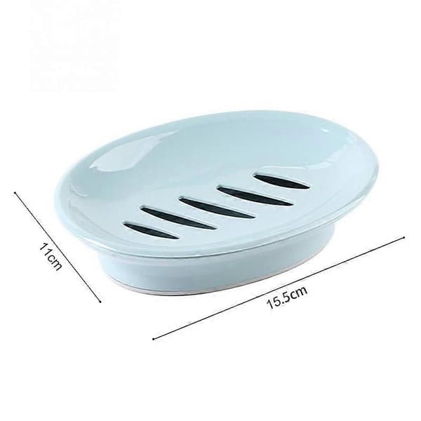 Double Grid Home Bathroom Soap Dish Box Case Holder Container Blue Blue