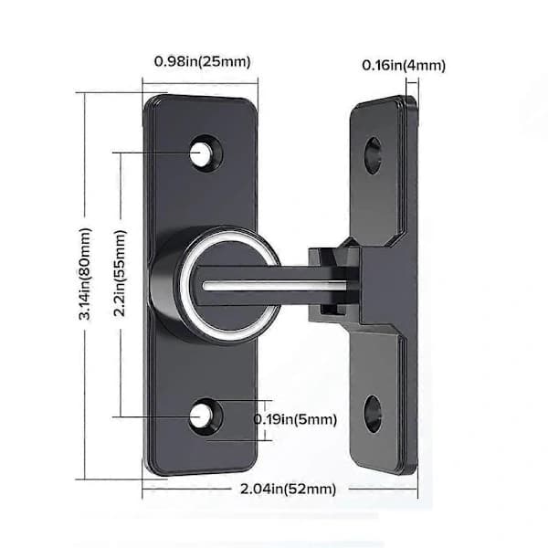 Barn Door Latch, 90 Degree Heavy Duty Gate Latch Flip Latch Security Door Lock 1 Pack