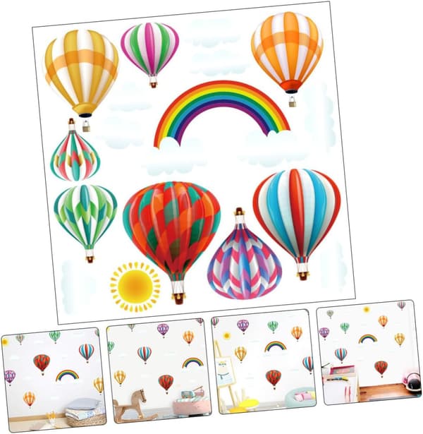 Rainbow Balloon Wall Decal PVC Sticker with Easy to Apply and Remove Features