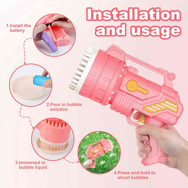 2-pack Bubbelpistol, 69 Hål Bubbelpistol med Ljus, Bubbelblåsare för Barn Sommar Utomhusleksak Bröllop Fest Födelsedagspresenter