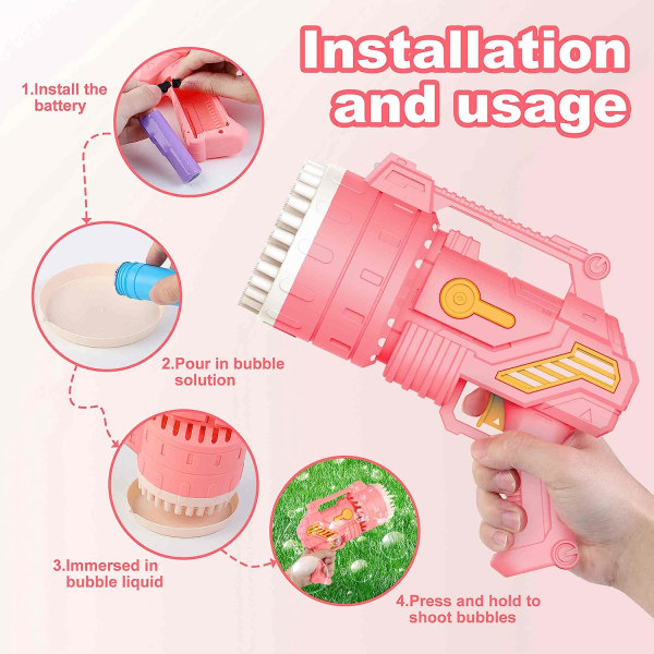 2-Pack Bubble Machine Gun,69 Holes Bubble Gun with Light, Bubble Blower Maker for Kids Summer Outdoor Toy Wedding Party Birthday Gifts