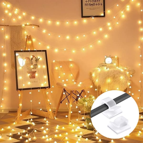 Self-Adhesive Cable Clips 70 pcs Transparent Cable Organizer For Car Office Home Wall Christmas Hanging Decorations String Lights