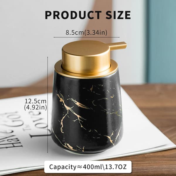Keramisk Sæbedispenser Til Skum Og Lotion Med Let Trykpumpe Sort 12,5x8,5cm