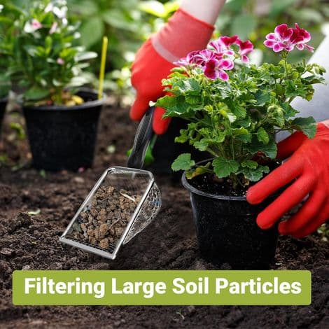 Garden sieves with handle and 2 mm mesh, 10x27 cm, for sieving compost and preparing potting soil